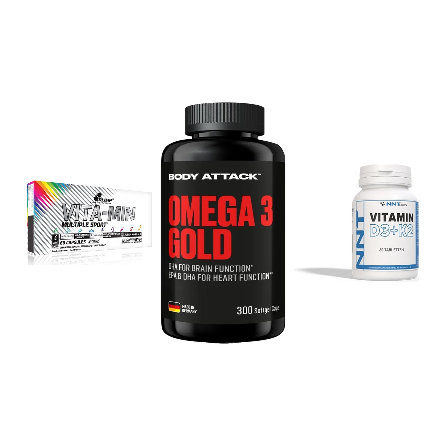 Grundversorgung: Olimp Vita-Min + Body Attack + NNT Vitamin – alle enthaltenen Artikel