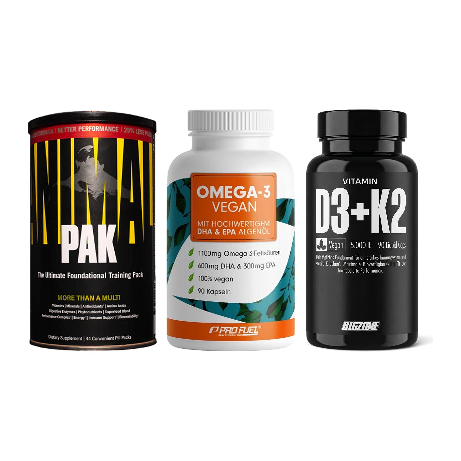 Grundversorgung: Universal + ProFuel Omega 3 + Big Zone – alle enthaltenen Artikel