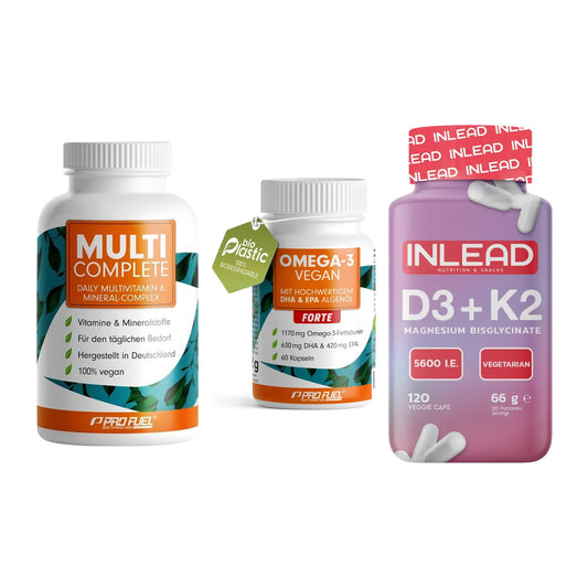 Grundversorgung: ProFuel MULTI + ProFuel Omega 3 + INLEAD Vitamin – alle enthaltenen Artikel