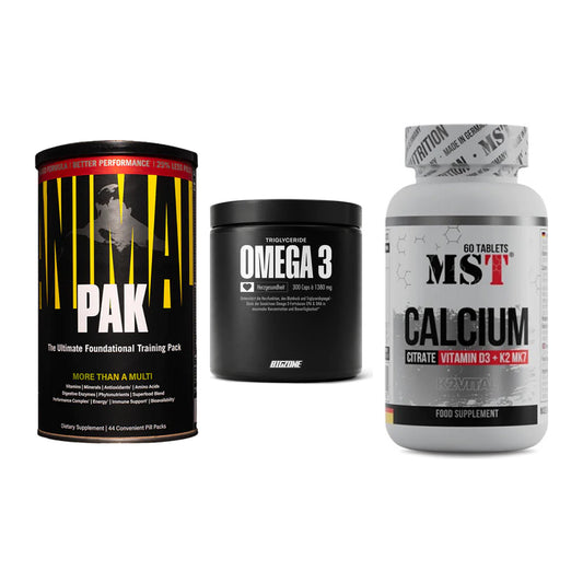 Grundversorgung: Universal + Big Zone Omega + MST Calcium – alle enthaltenen Artikel