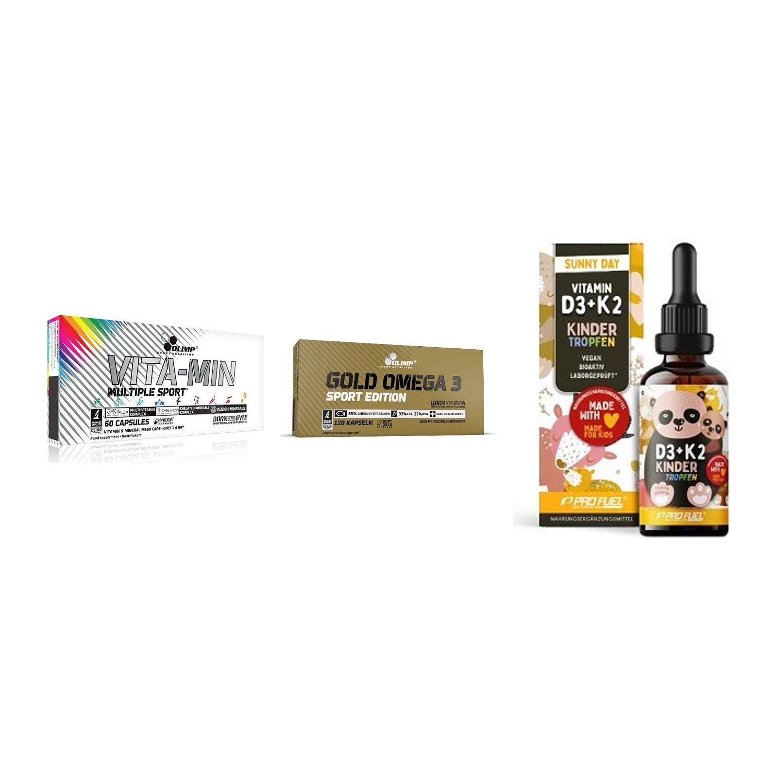 Grundversorgung: Olimp Vita-Min + Olimp Omega 3 + ProFuel VITAMIN – alle enthaltenen Artikel