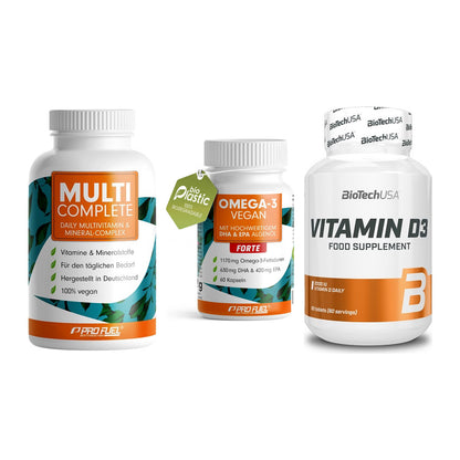 Grundversorgung: ProFuel MULTI + ProFuel Omega 3 + BioTech Vitamin – alle enthaltenen Artikel