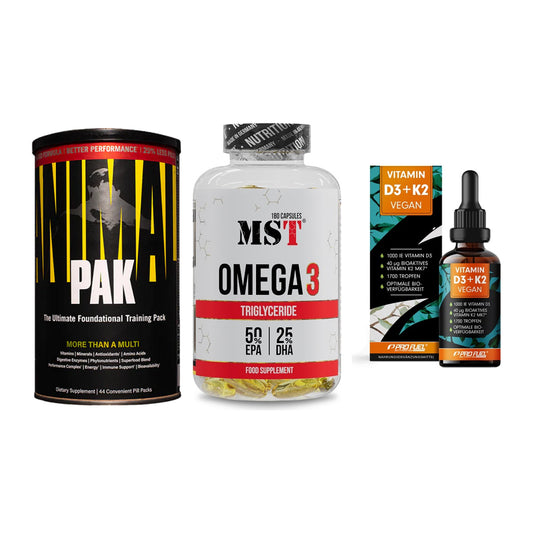 Grundversorgung: Universal + MST Omega 3 + ProFuel Vitamin – alle enthaltenen Artikel