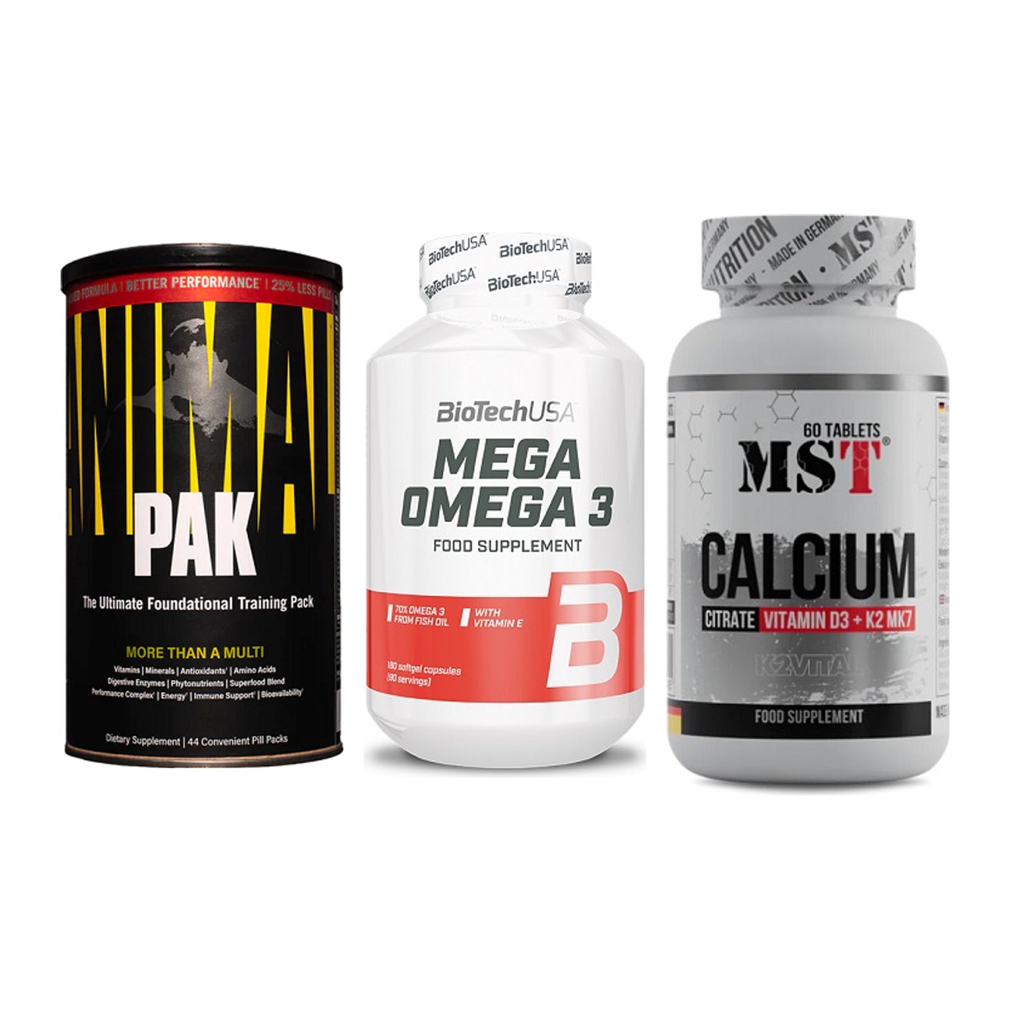 Grundversorgung: Universal + BioTech Mega + MST Calcium – alle enthaltenen Artikel
