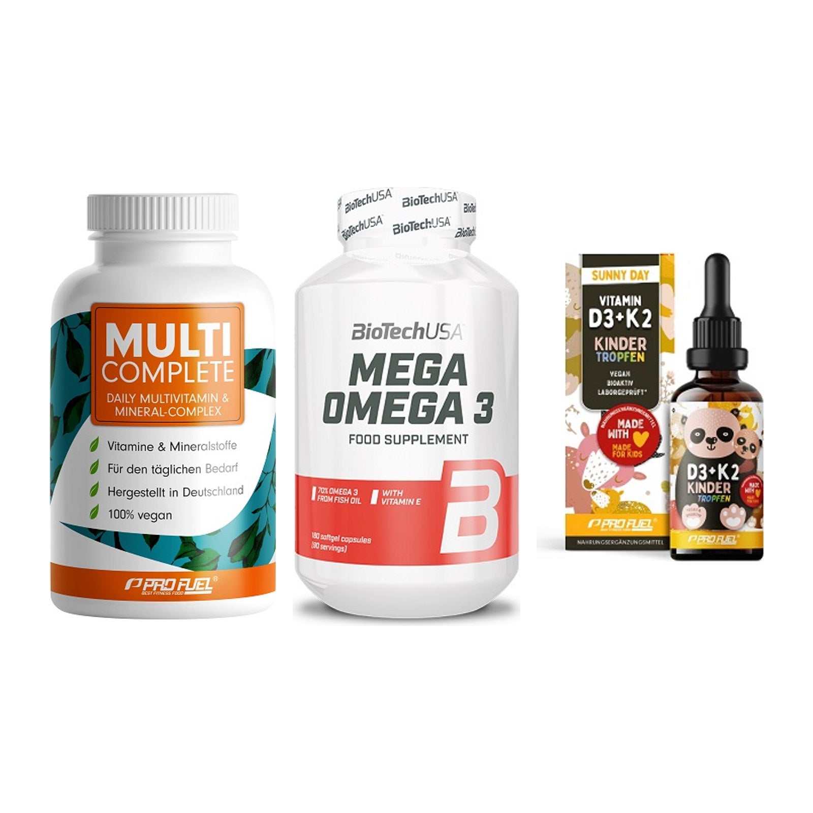 Grundversorgung: ProFuel MULTI + BioTech Mega + ProFuel VITAMIN – alle enthaltenen Artikel