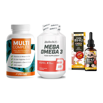 Grundversorgung: ProFuel MULTI + BioTech Mega + ProFuel VITAMIN – alle enthaltenen Artikel