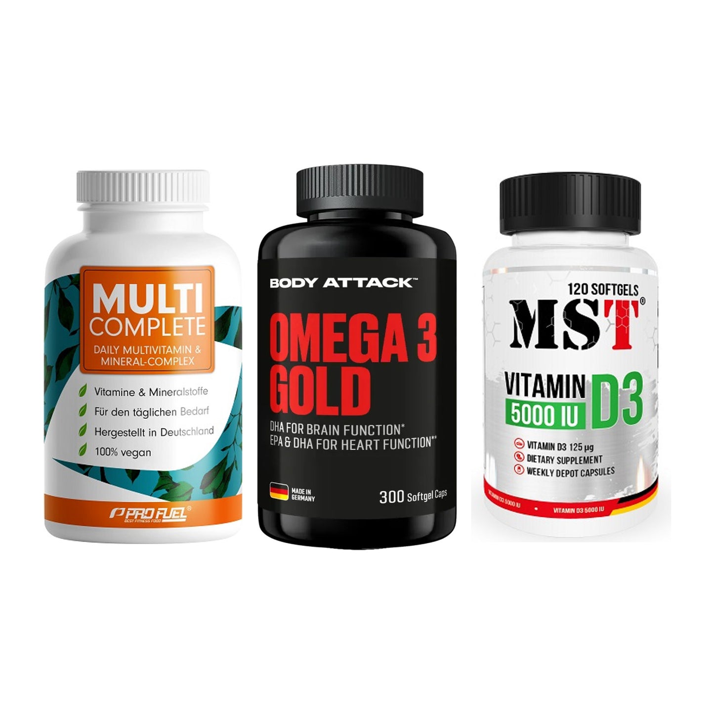 Grundversorgung: ProFuel MULTI + Body Attack + MST Vitamin D3 – alle enthaltenen Artikel