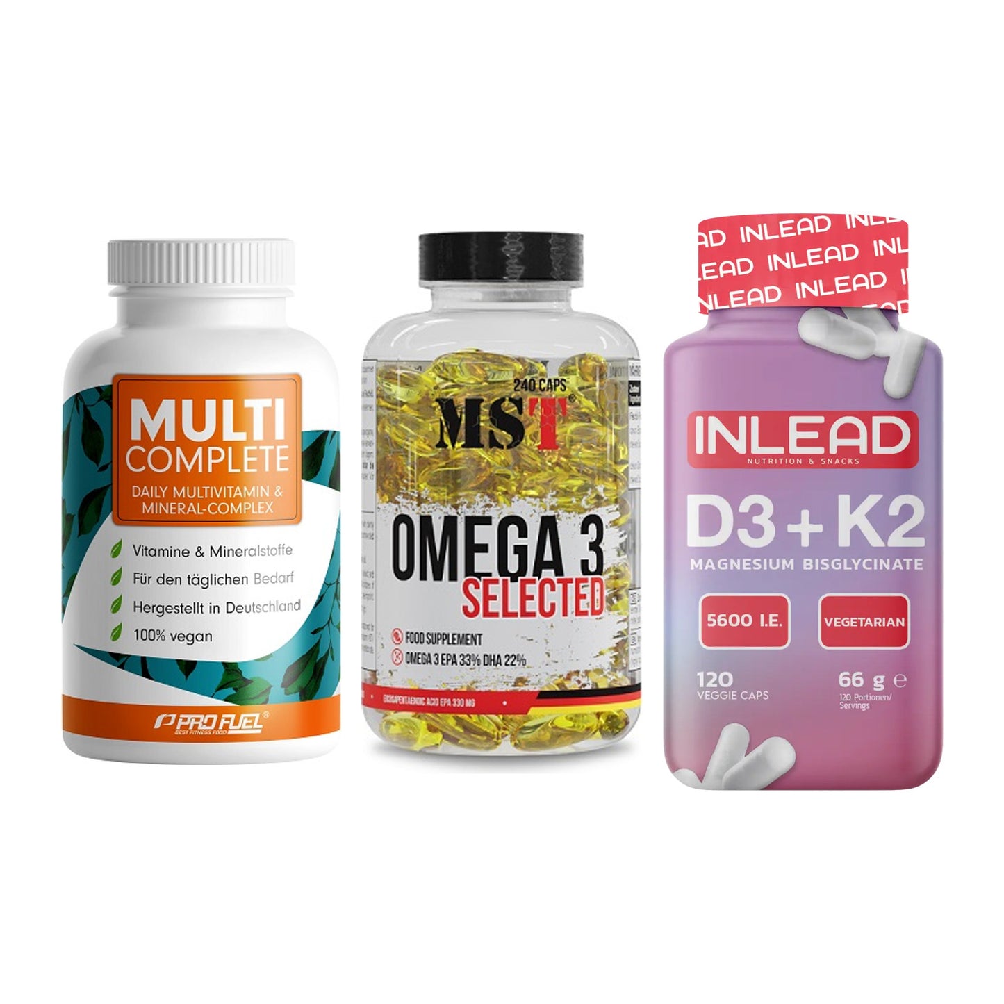 Grundversorgung: ProFuel MULTI + MST Omega 3 + INLEAD Vitamin – alle enthaltenen Artikel