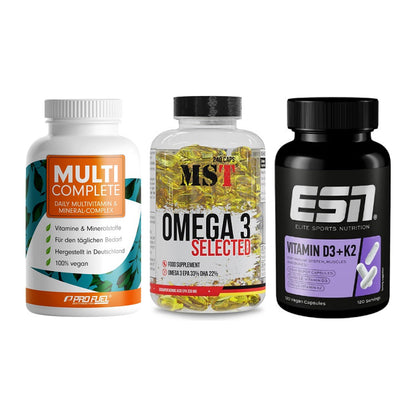 Grundversorgung: ProFuel MULTI + MST Omega 3 + ESN Vitamin D3 – alle enthaltenen Artikel