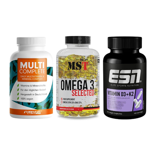 Grundversorgung: ProFuel MULTI + MST Omega 3 + ESN Vitamin D3 – alle enthaltenen Artikel