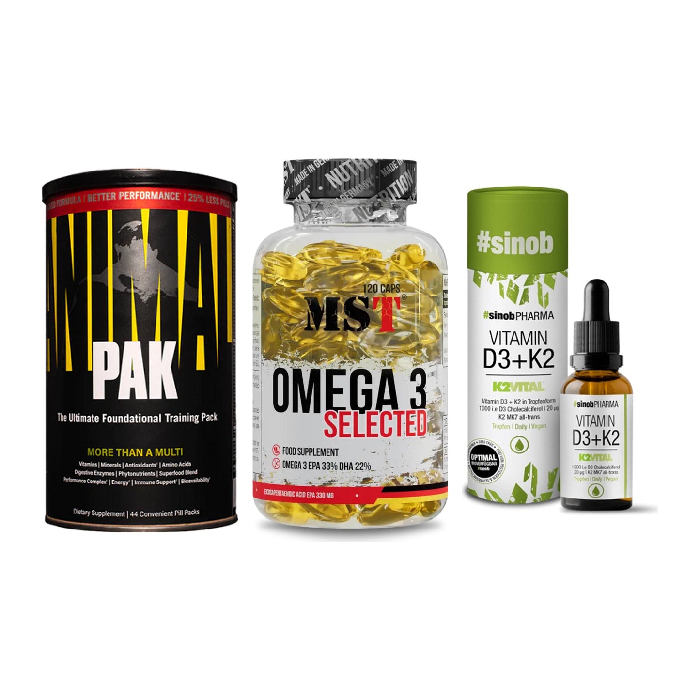 Grundversorgung: Universal + MST Omega 3 + Sinob Vitamin – alle enthaltenen Artikel