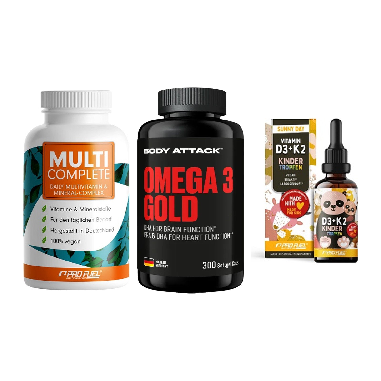 Grundversorgung: ProFuel MULTI + Body Attack + ProFuel VITAMIN – alle enthaltenen Artikel