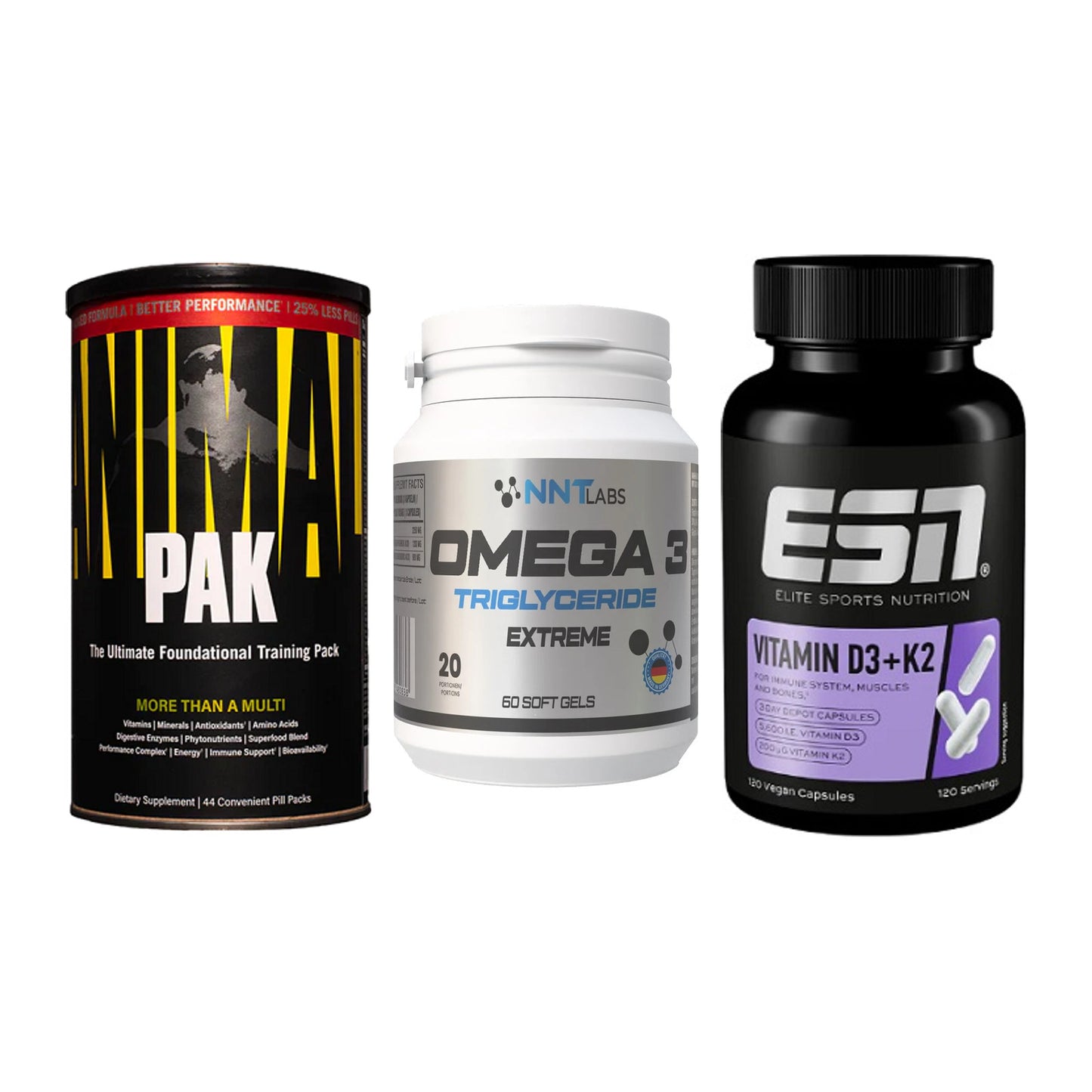 Grundversorgung: Universal + NNT Omega 3 + ESN Vitamin D3 – alle enthaltenen Artikel