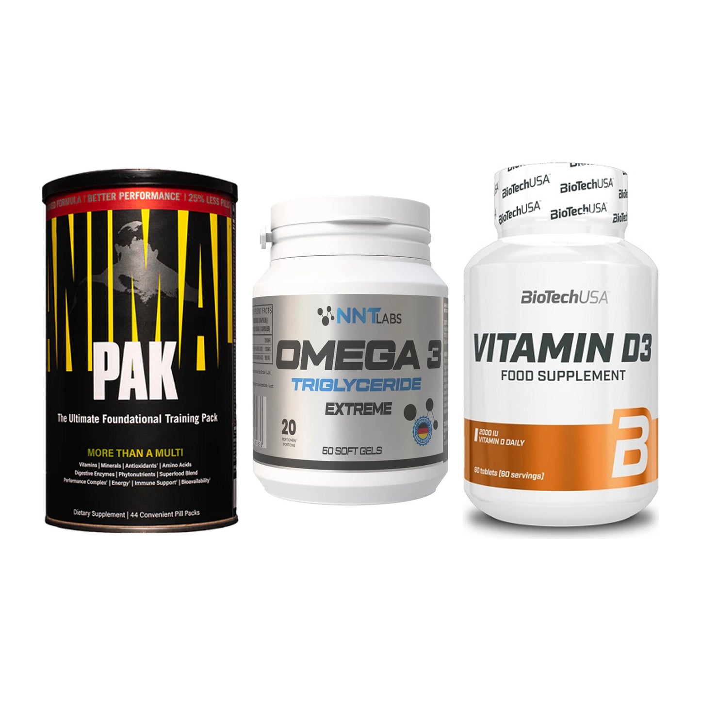 Grundversorgung: Universal + NNT Omega 3 + BioTech Vitamin – alle enthaltenen Artikel