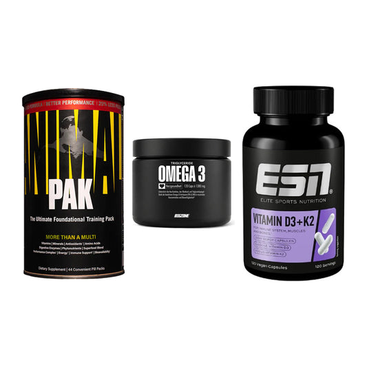 Grundversorgung: Universal + Big Zone Omega + ESN Vitamin D3 – alle enthaltenen Artikel