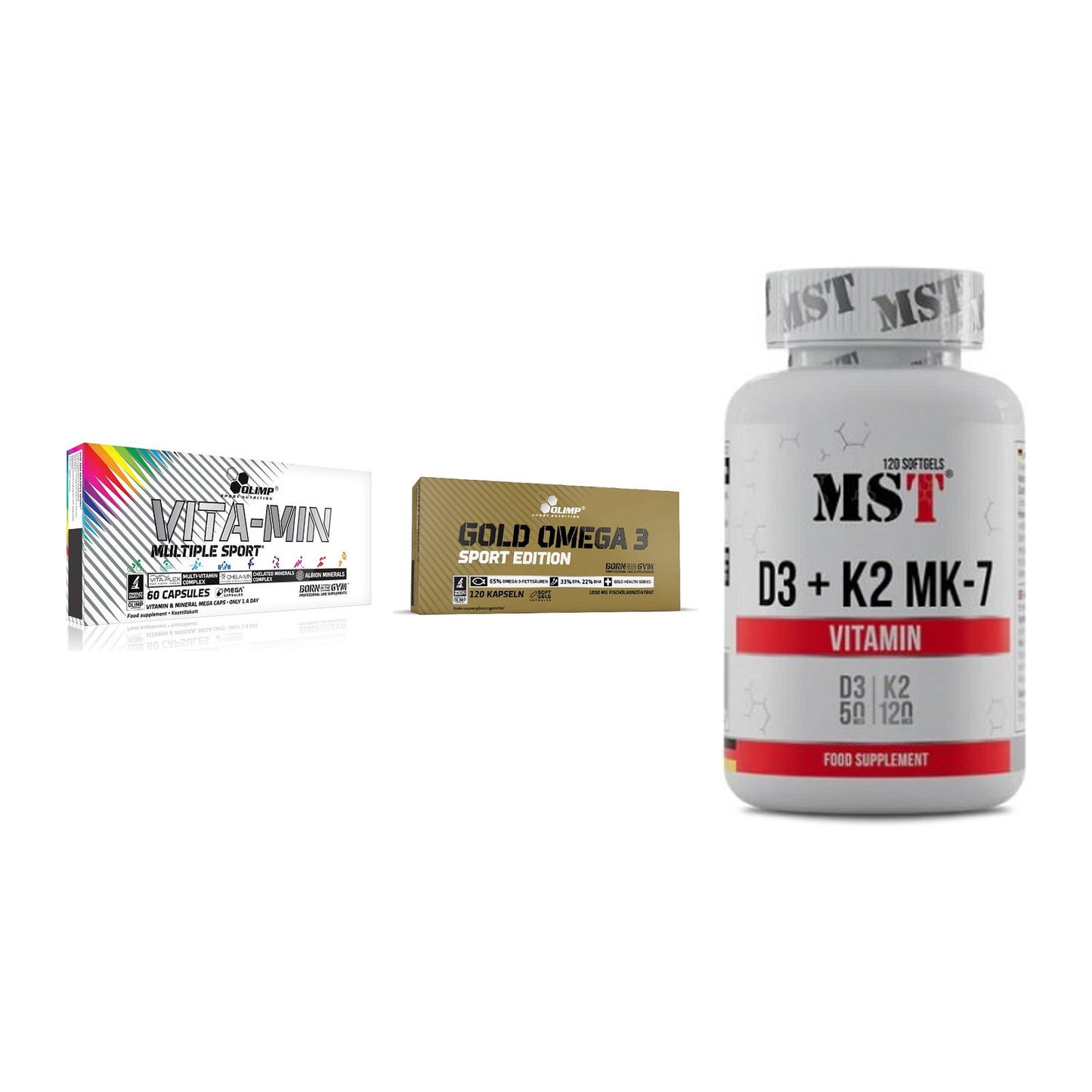 Grundversorgung: Olimp Vita-Min + Olimp Omega 3 + MST Vitamin D3 – alle enthaltenen Artikel