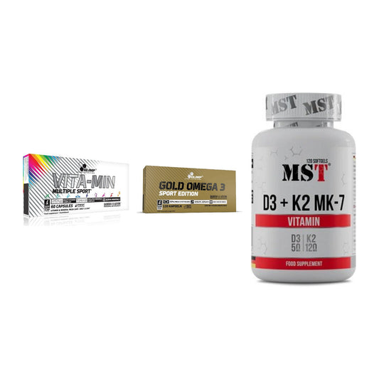 Grundversorgung: Olimp Vita-Min + Olimp Omega 3 + MST Vitamin D3 – alle enthaltenen Artikel