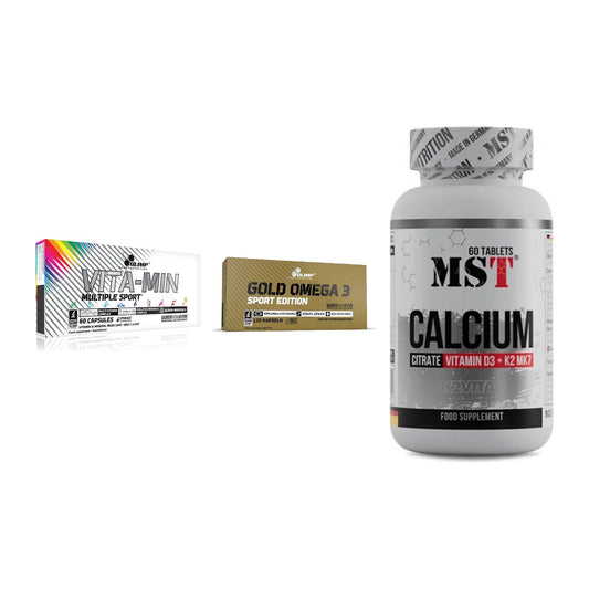 Grundversorgung: Olimp Vita-Min + Olimp Omega 3 + MST Calcium – alle enthaltenen Artikel
