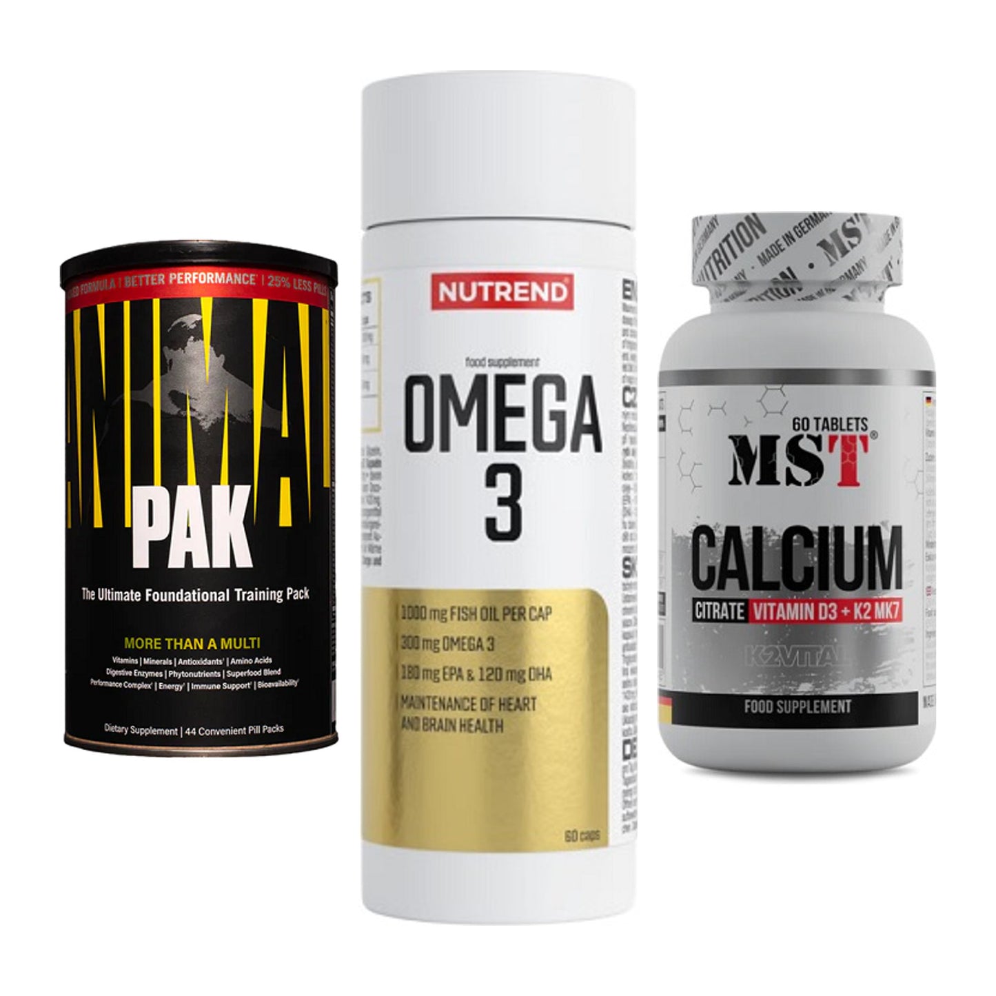 Grundversorgung: Universal + Nutrend Omega 3 + MST Calcium – alle enthaltenen Artikel