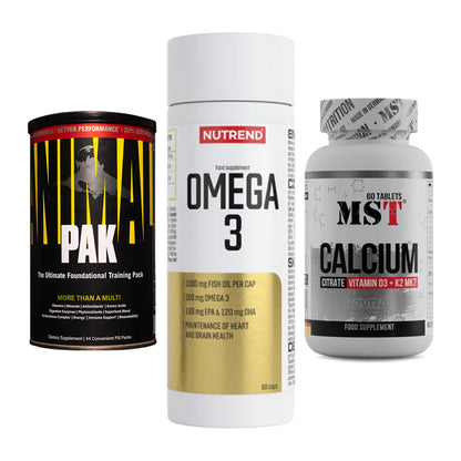 Grundversorgung: Universal + Nutrend Omega 3 + MST Calcium – alle enthaltenen Artikel