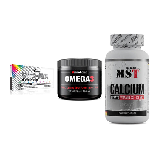 Grundversorgung: Olimp Vita-Min + Sinob Omega 3 + MST Calcium – alle enthaltenen Artikel