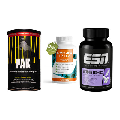 Grundversorgung: Universal + ProFuel Omega 3 + ESN Vitamin D3 – alle enthaltenen Artikel