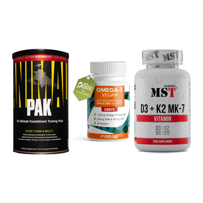 Grundversorgung: Universal + ProFuel Omega 3 + MST Vitamin D3 – alle enthaltenen Artikel