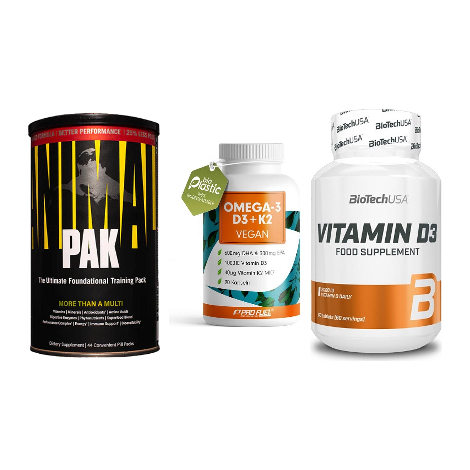 Grundversorgung: Universal + ProFuel Omega 3 + BioTech Vitamin – alle enthaltenen Artikel