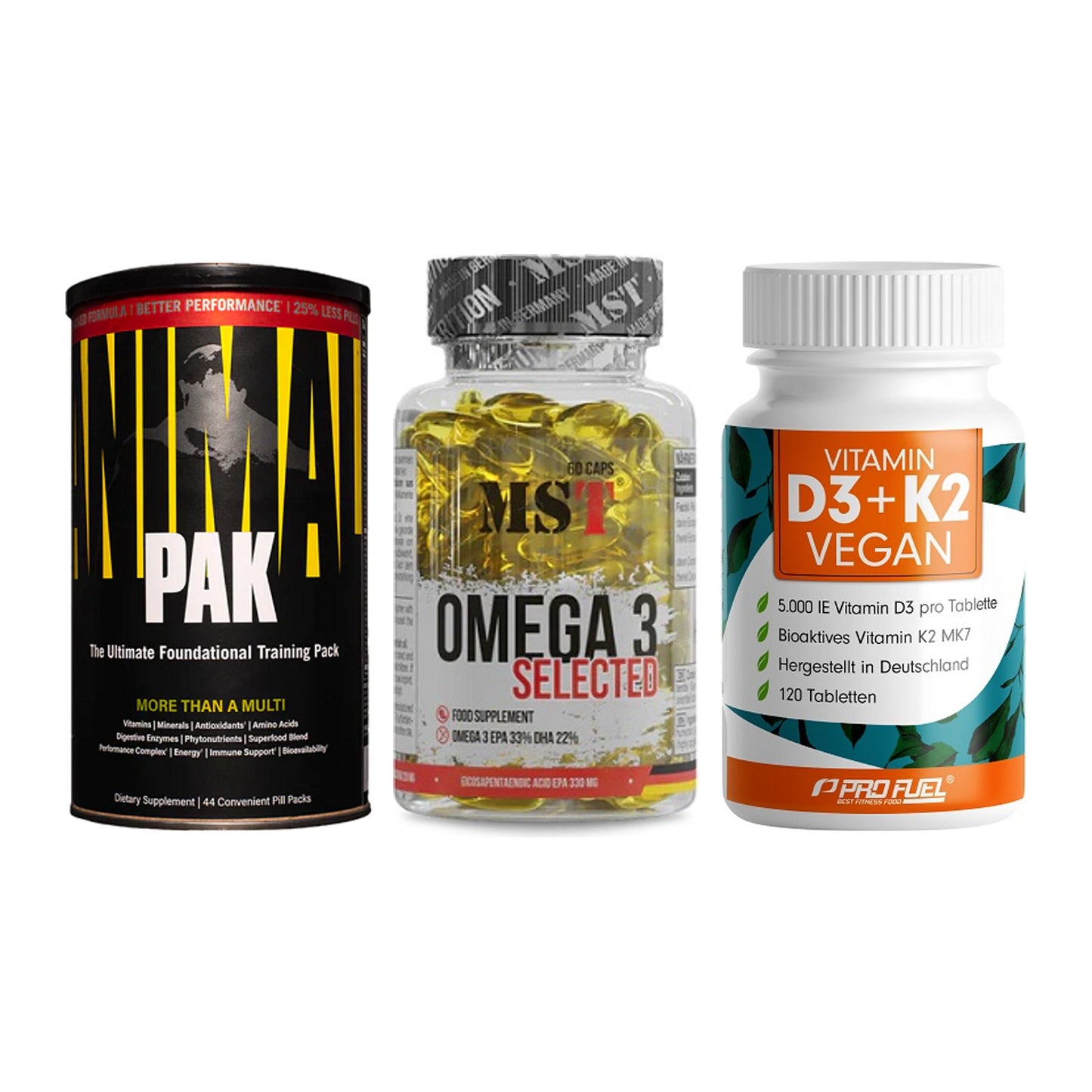 Grundversorgung: Universal + MST Omega 3 + ProFuel Vitamin – alle enthaltenen Artikel