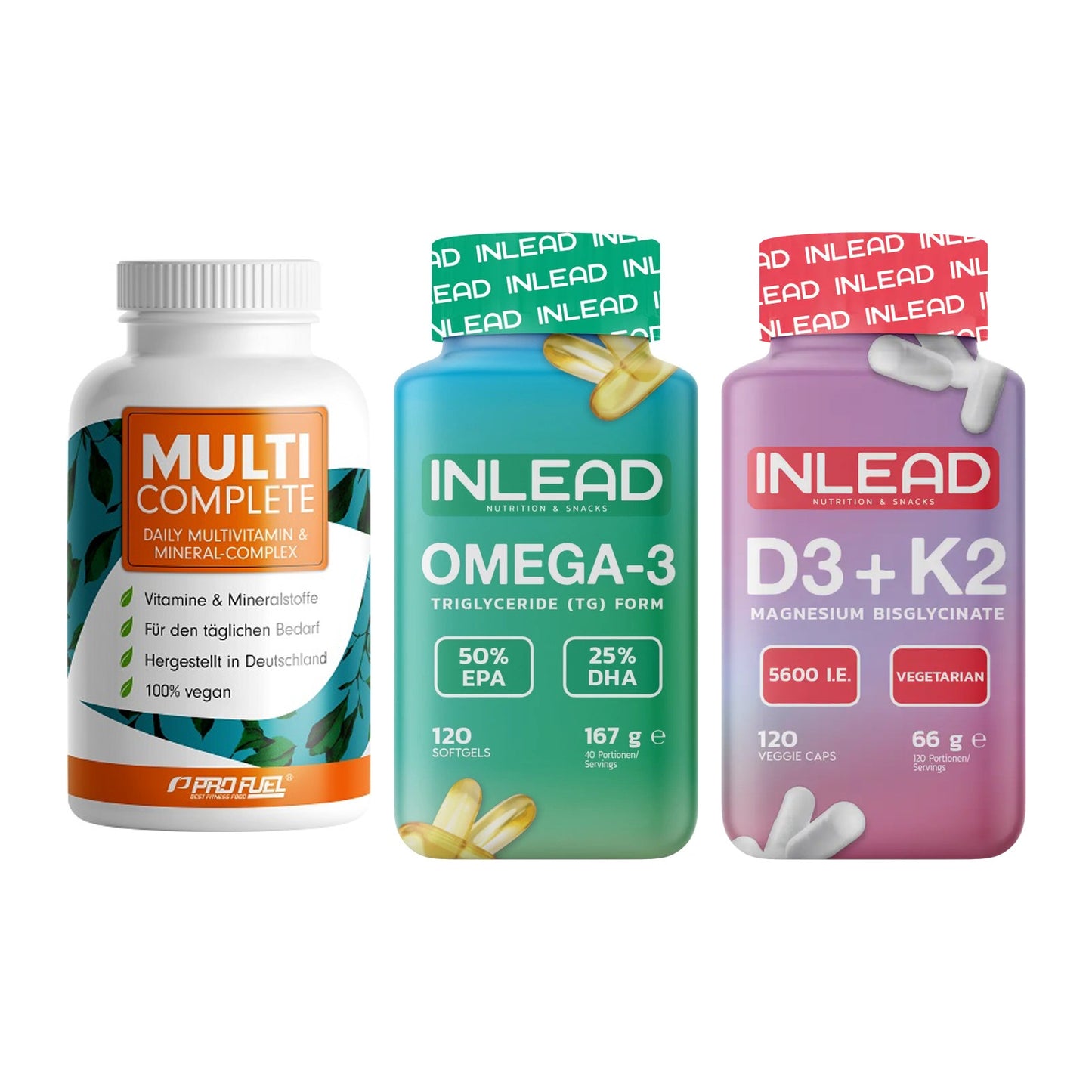 Grundversorgung: ProFuel MULTI + INLEAD Omega-3 + INLEAD Vitamin – alle enthaltenen Artikel