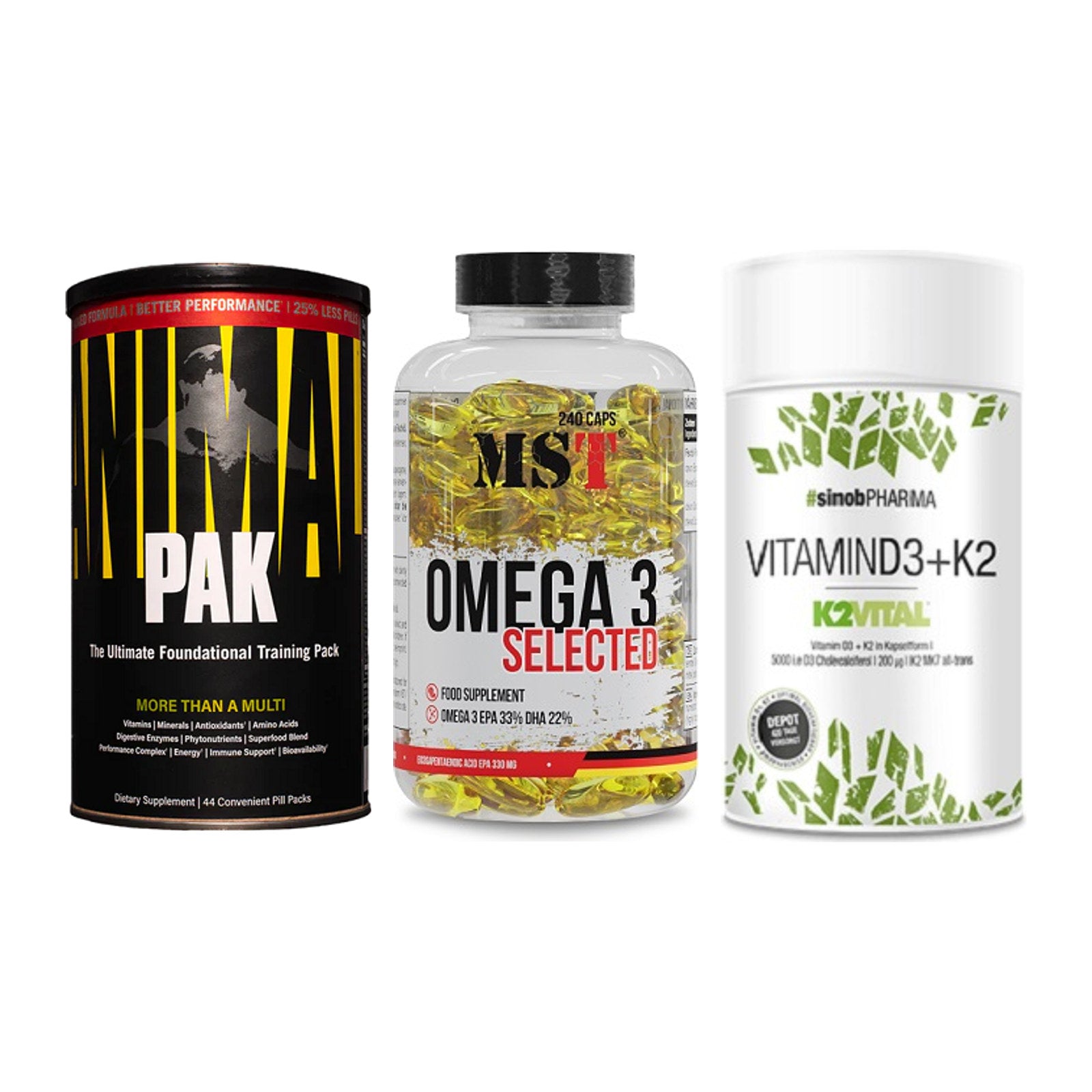 Grundversorgung: Universal + MST Omega 3 + Sinob Vitamin – alle enthaltenen Artikel