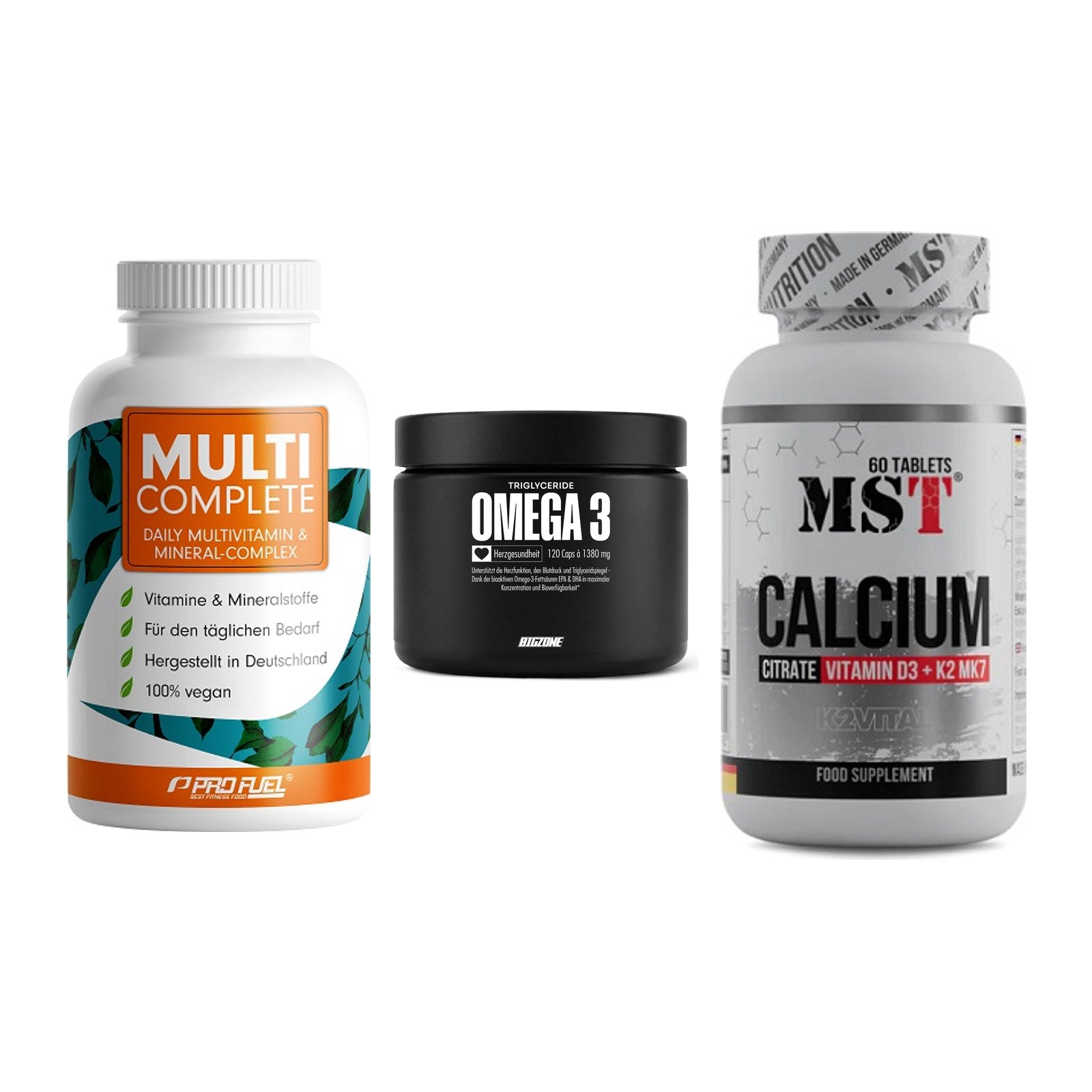Grundversorgung: ProFuel MULTI + Big Zone Omega + MST Calcium – alle enthaltenen Artikel