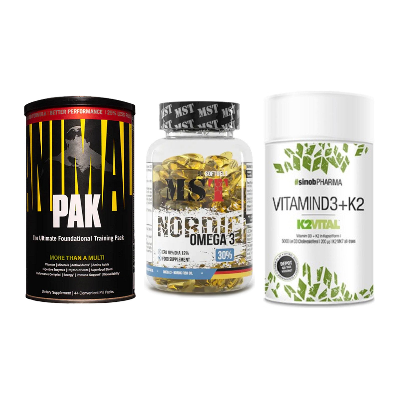 Grundversorgung: Universal + MST Omega 3 + Sinob Vitamin – alle enthaltenen Artikel