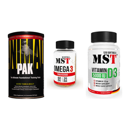 Grundversorgung: Universal + MST Omega 3 + MST Vitamin D3 – alle enthaltenen Artikel