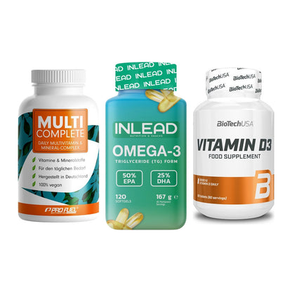 Grundversorgung: ProFuel MULTI + INLEAD Omega-3 + BioTech Vitamin – alle enthaltenen Artikel