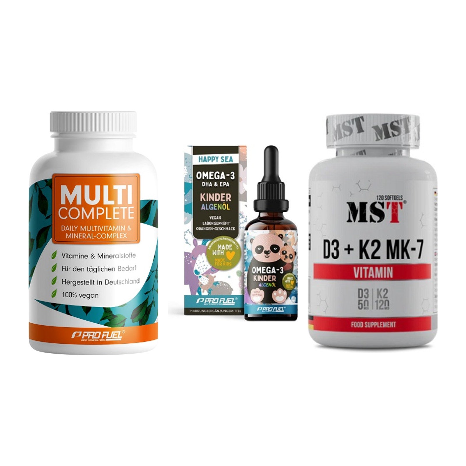 Grundversorgung: ProFuel MULTI + ProFuel OMEGA-3 + MST Vitamin D3 – alle enthaltenen Artikel
