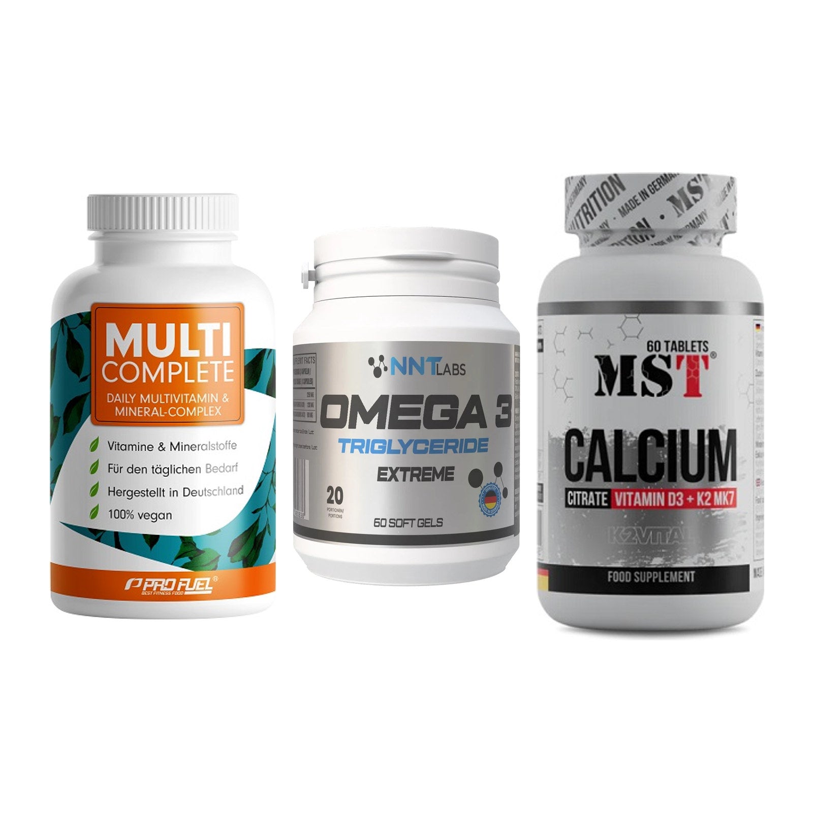Grundversorgung: ProFuel MULTI + NNT Omega 3 + MST Calcium – alle enthaltenen Artikel