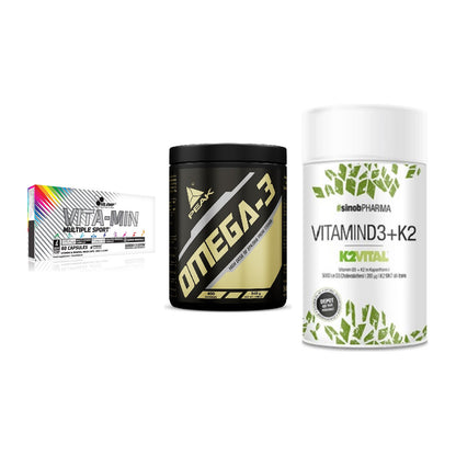 Grundversorgung: Olimp Vita-Min + Peak Omega-3 + Sinob Vitamin – alle enthaltenen Artikel