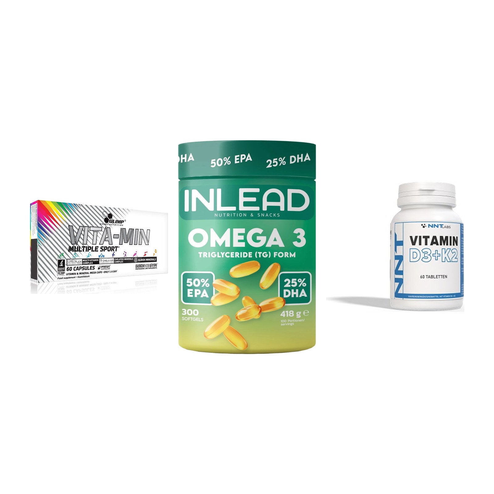 Grundversorgung: Olimp Vita-Min + INLEAD Omega-3 + NNT Vitamin – alle enthaltenen Artikel