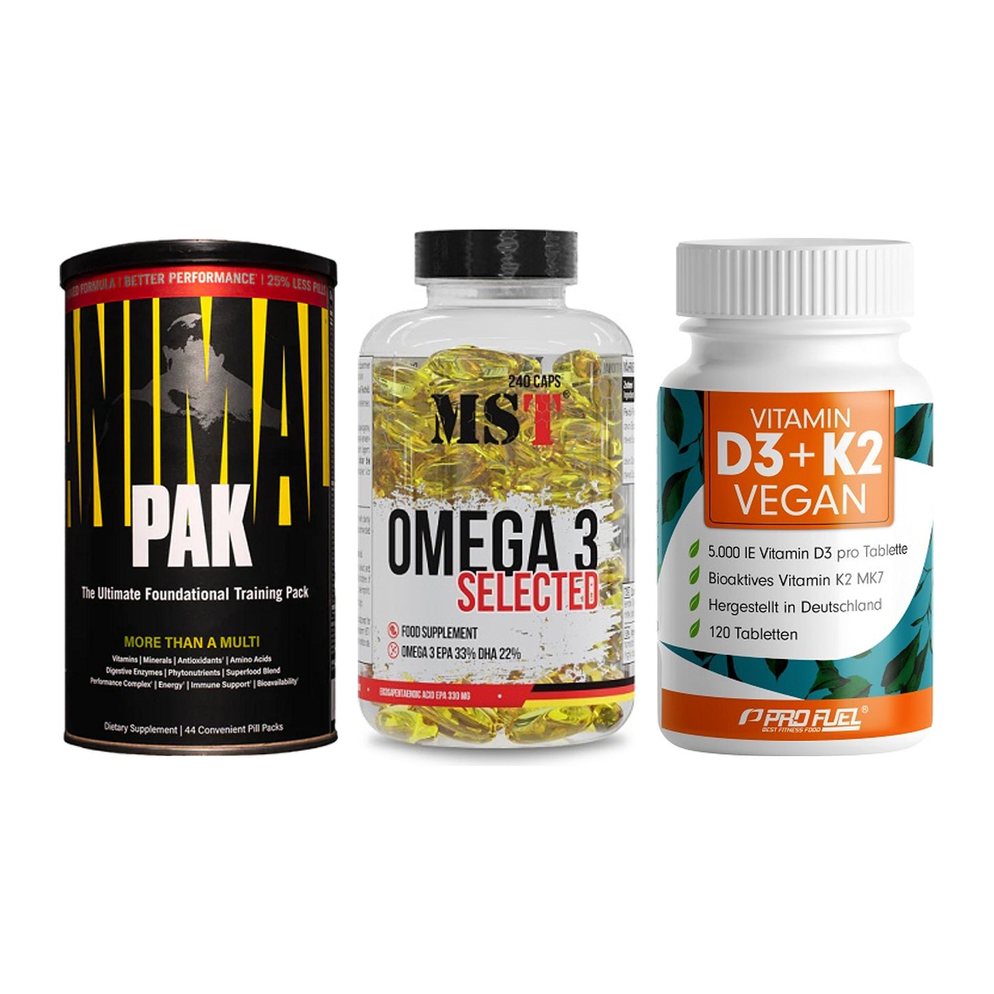 Grundversorgung: Universal + MST Omega 3 + ProFuel Vitamin – alle enthaltenen Artikel