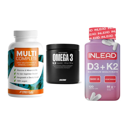 Grundversorgung: ProFuel MULTI + Big Zone Omega + INLEAD Vitamin – alle enthaltenen Artikel