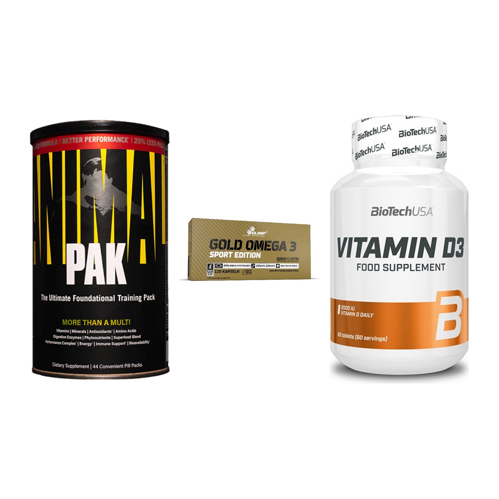 Grundversorgung: Universal + Olimp Omega 3 + BioTech Vitamin – alle enthaltenen Artikel