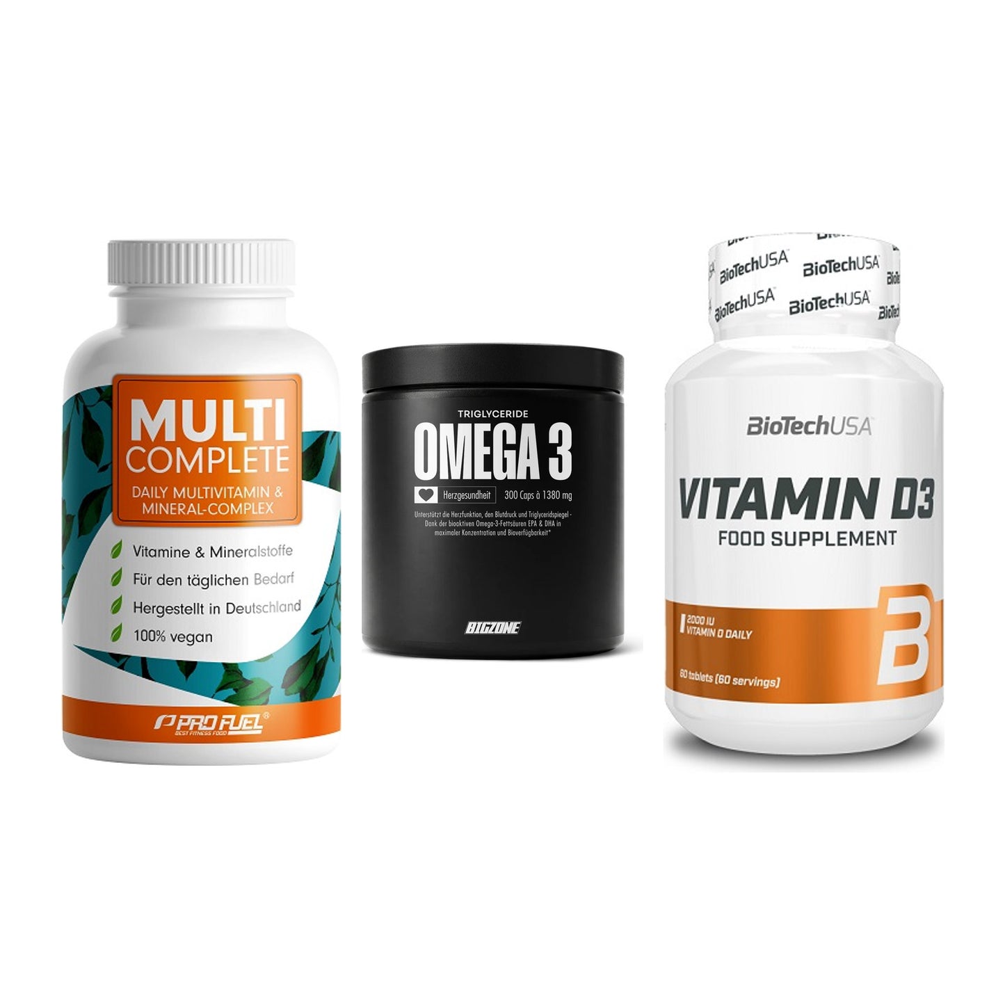 Grundversorgung: ProFuel MULTI + Big Zone Omega + BioTech Vitamin – alle enthaltenen Artikel