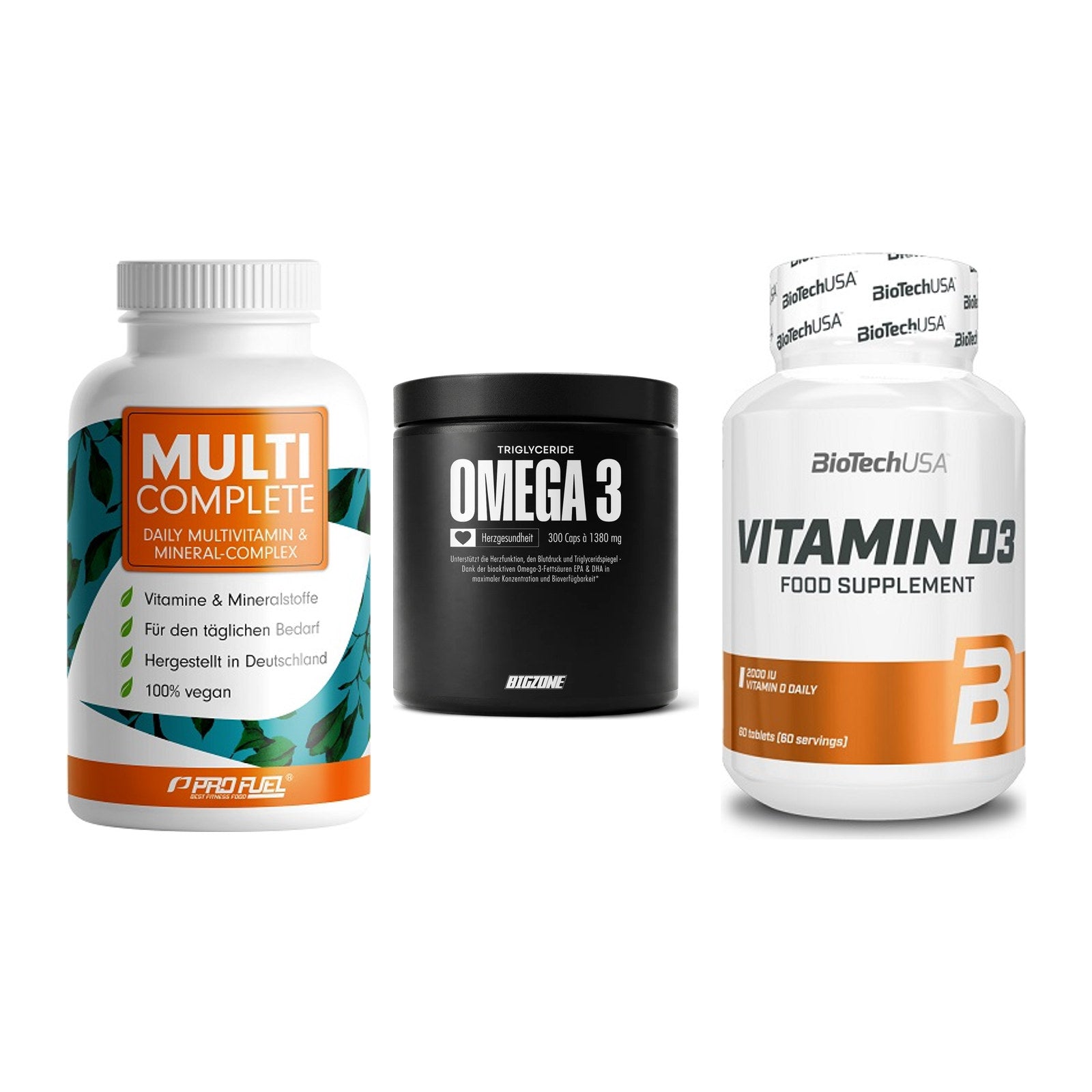 Grundversorgung: ProFuel MULTI + Big Zone Omega + BioTech Vitamin – alle enthaltenen Artikel