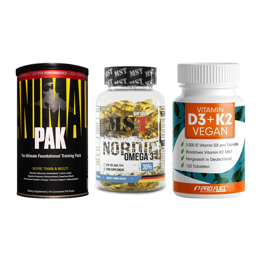 Grundversorgung: Universal + MST Omega 3 + ProFuel Vitamin – alle enthaltenen Artikel
