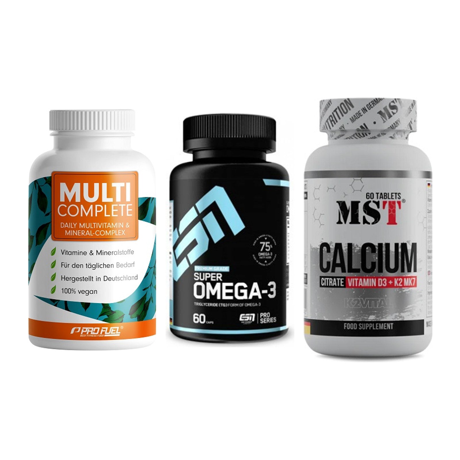 Grundversorgung: ProFuel MULTI + ESN Omega 3 + MST Calcium – alle enthaltenen Artikel