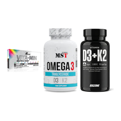 Grundversorgung: Olimp Vita-Min + MST Omega 3 500 + Big Zone – alle enthaltenen Artikel