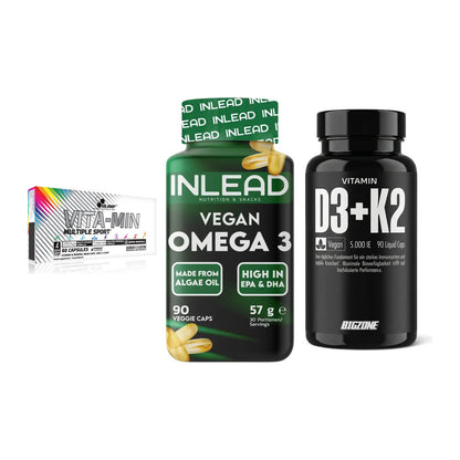 Grundversorgung: Olimp Vita-Min + INLEAD Vegan + Big Zone – alle enthaltenen Artikel