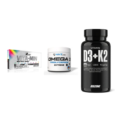 Grundversorgung: Olimp Vita-Min + NNT Omega 3 + Big Zone – alle enthaltenen Artikel