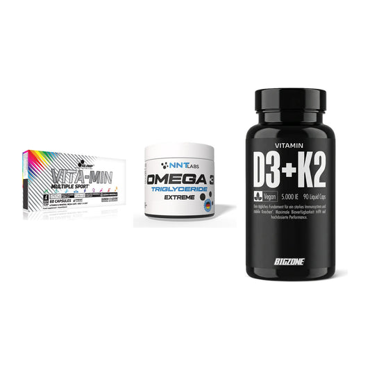 Grundversorgung: Olimp Vita-Min + NNT Omega 3 + Big Zone – alle enthaltenen Artikel